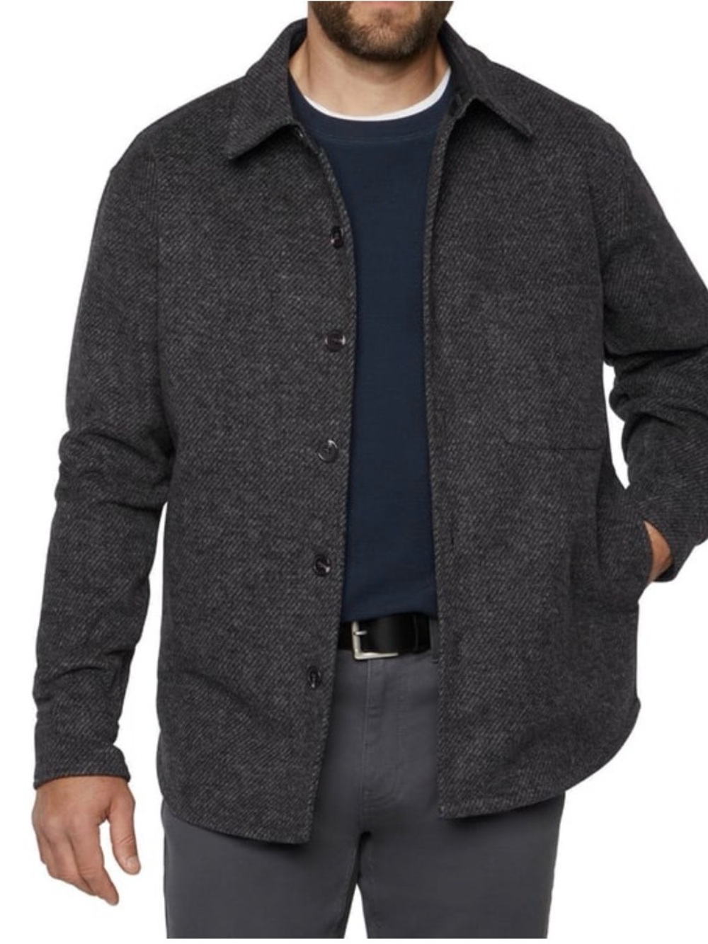 Banana Republic Charcoal Herringbone Shirt Jacket